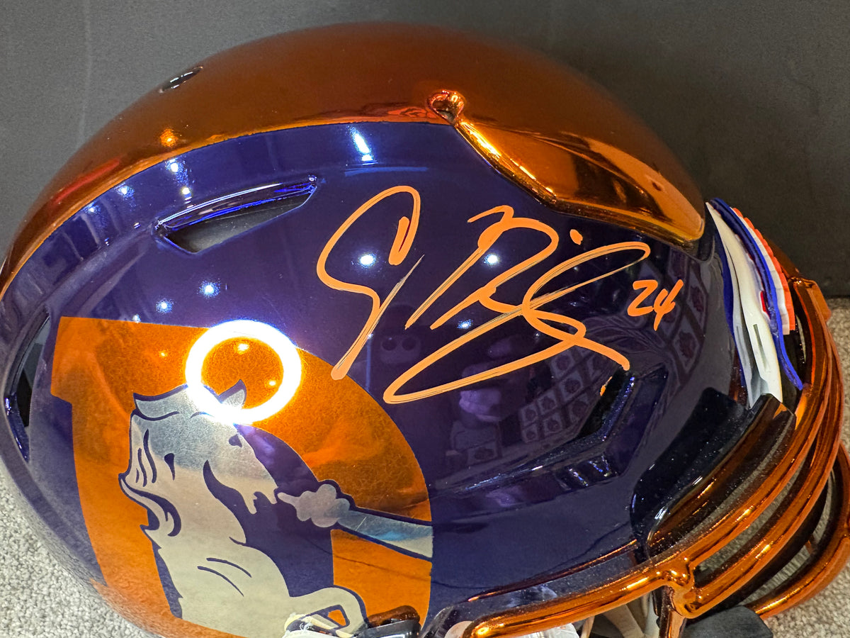 Denver Broncos Champ Bailey Autographed Chrome Inlay Speed Flex Helmet