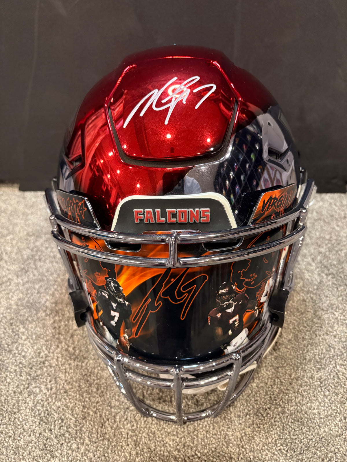 Atlanta Falcons/Virginia Tech Michael Vick Chrome Ripped Authentic Speed Flex Helmet